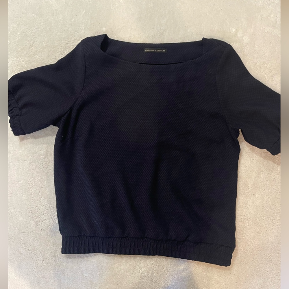 Harlowe & Graham Deep Blue Textured top